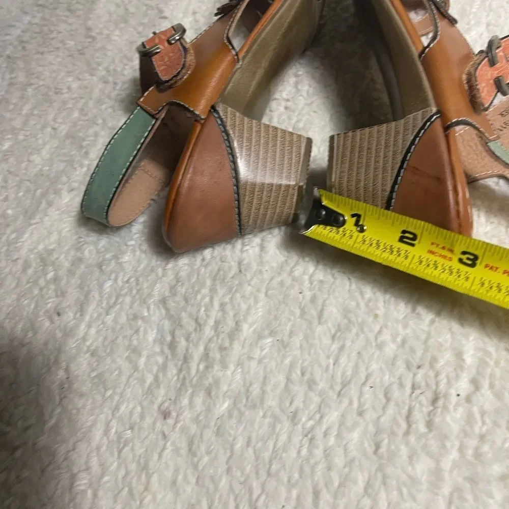L'ATISTE by Spring Step Yovela multi color Floral Sandals block heels SZ42 US10